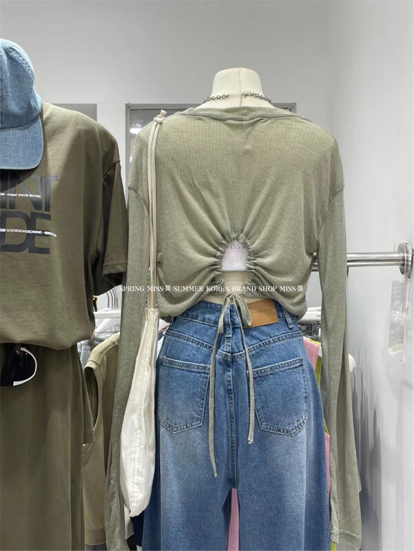 [Miss Jia] leisure snowflake sun protection letter hollowed out long sleeve T-shirt 6680\xyy