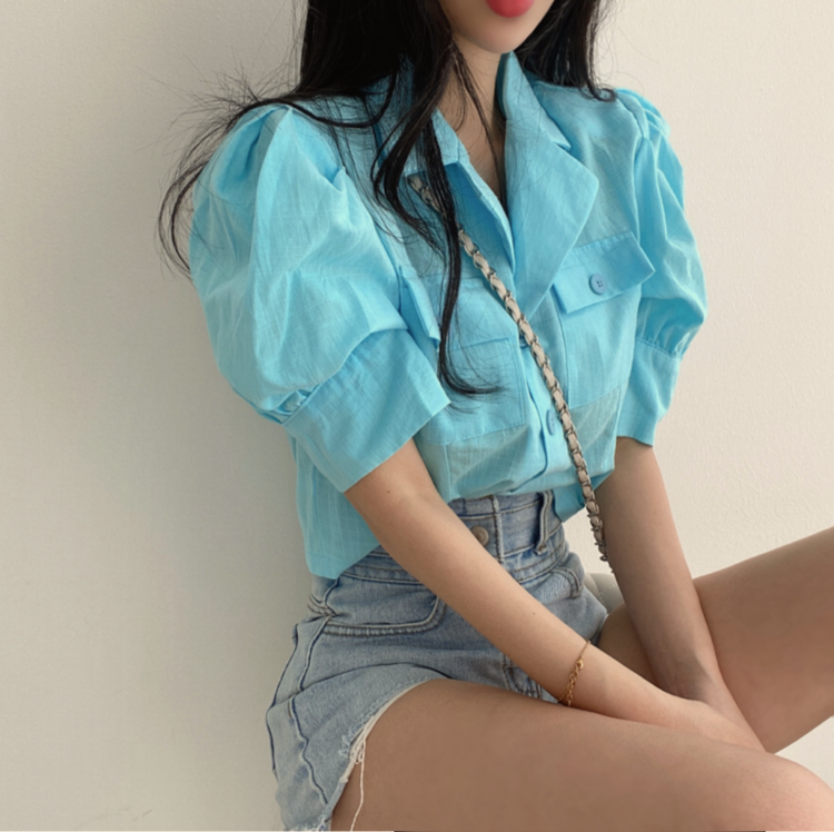 [d.ffstudio] short sleeve button up solid shirt 1299\wtt