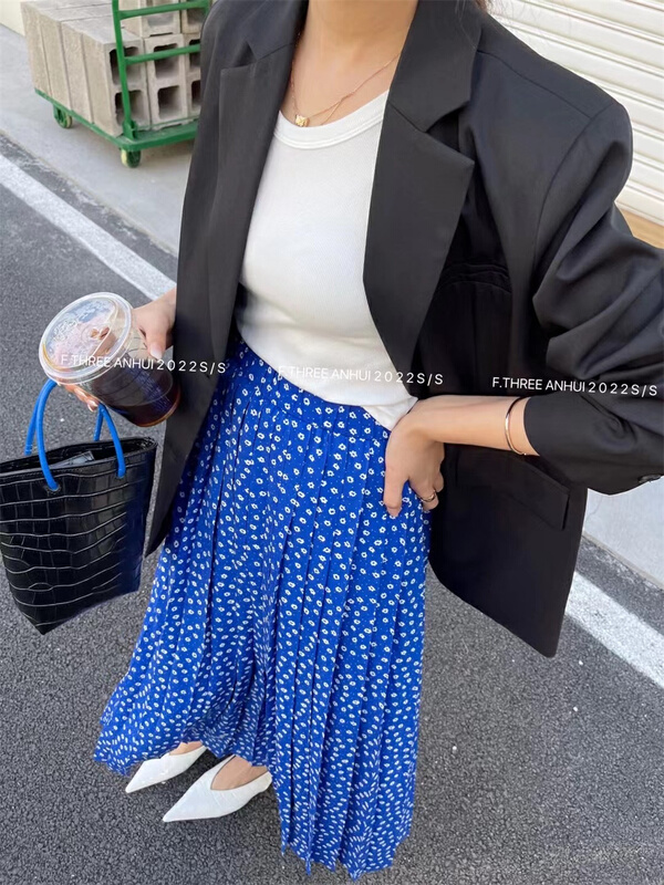 Original price 104.99! [f.three] elastic waist wave point slim skirt ys1-87186\xj