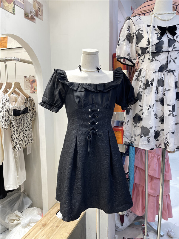 [NC edition/new color] square neck lady lace up dress x9335\zxx
