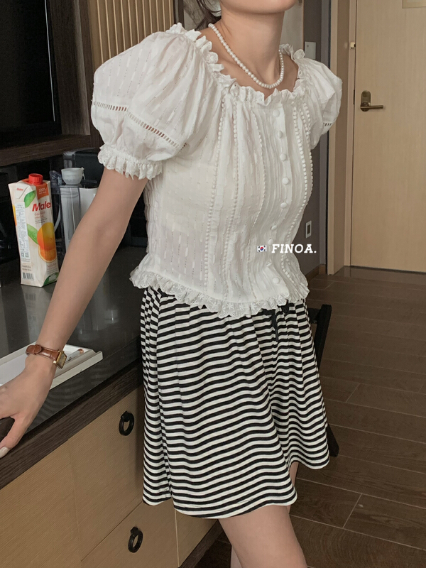 [finoa] sweet and simple solid color lace up shirt (olive) 1209\jhy