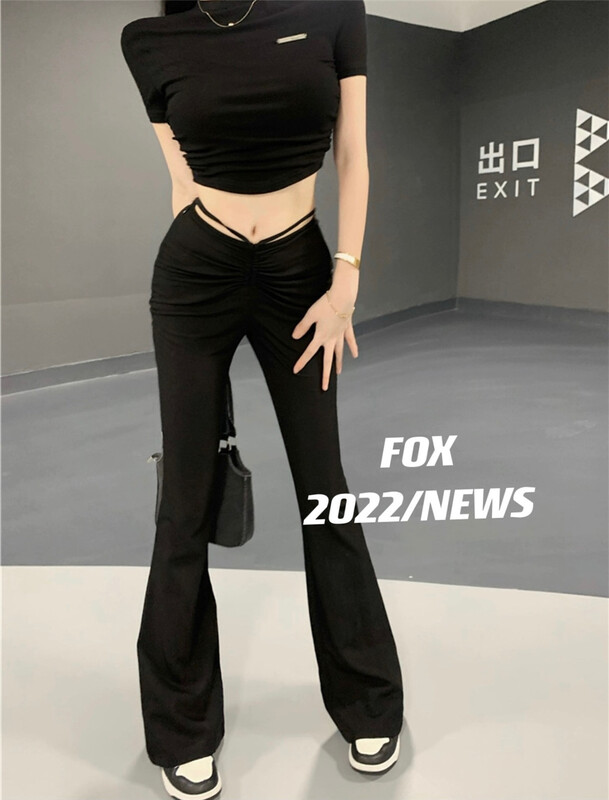 【FOX】高腰綁帶破洞休閒褲  53158#  WTT