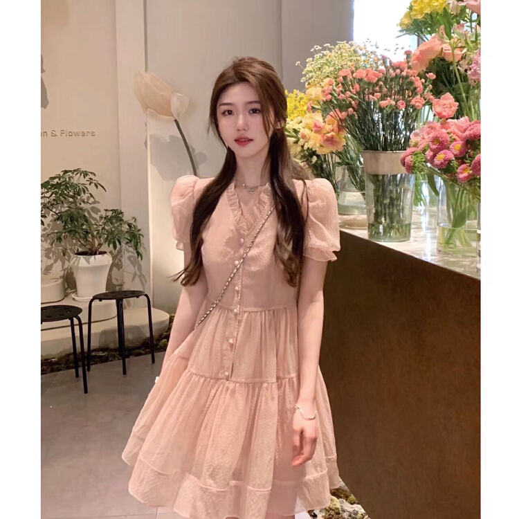 [ou zhengsha] waist closed solid color gentle dress 18856\jj