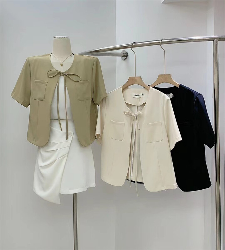 [Fanke] lace up cardigan short sleeve suit 22529-1\xj