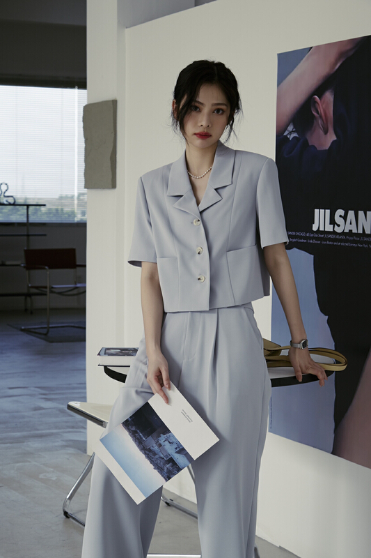 [context sense] short sleeve very simple style solid color textured short suit tts1486\csx