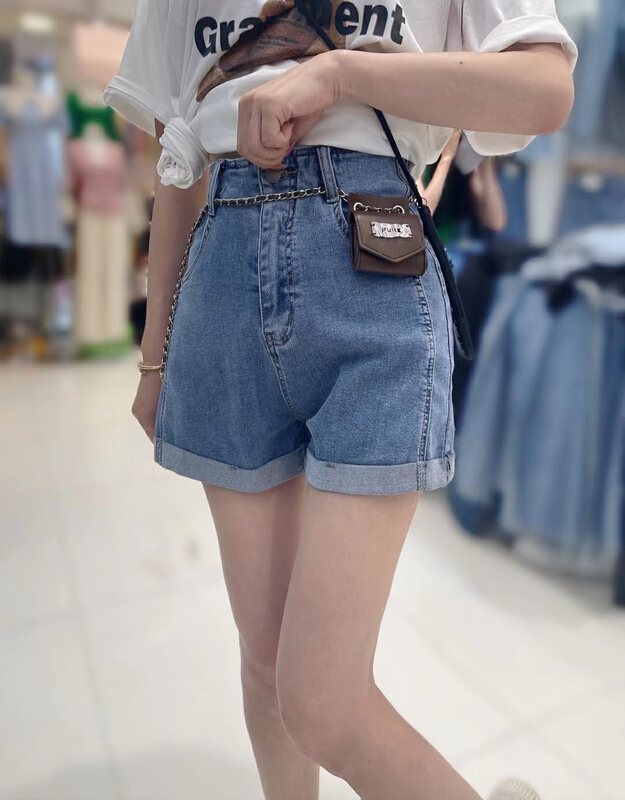 [okd] Korean casual skinny denim shorts (with waist bag) 52596-00\zxl