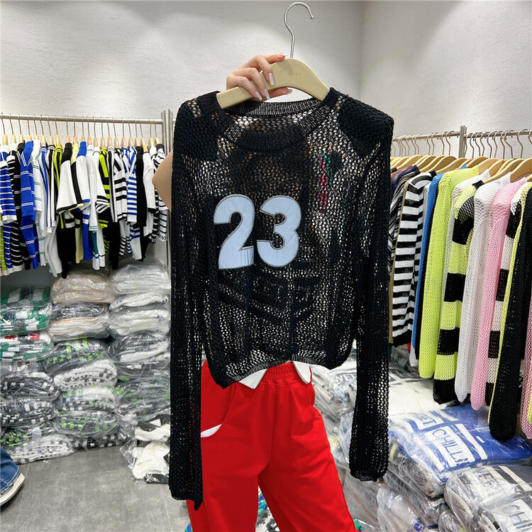 【S'SEVEN】Digital Cutout Sunscreen Knit Sweater 3058# XYJ