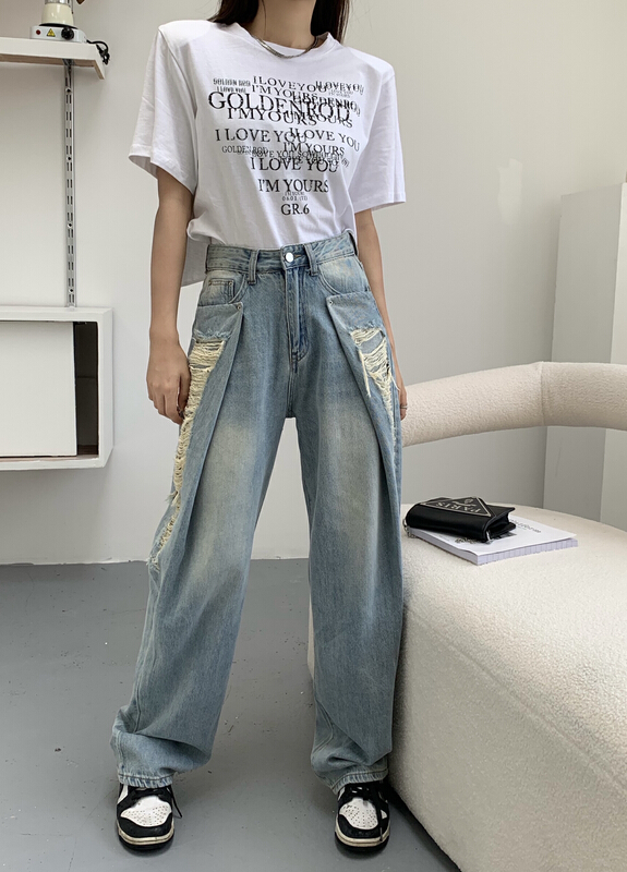 [a+] fashionable and versatile distressed street fashion jeans 7725-1\1\wpl