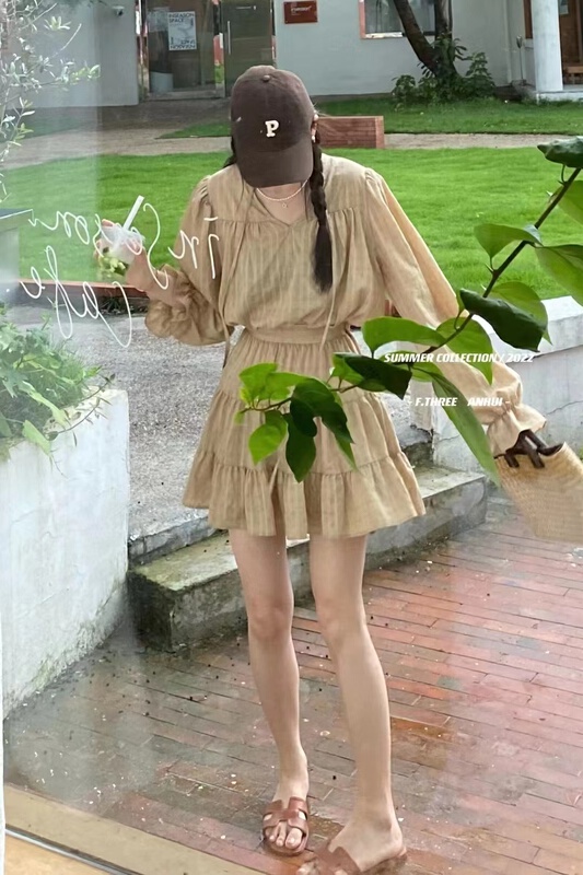 [f.three] tether shirt + elastic waist skirt suit (with lining) 87380\xj
