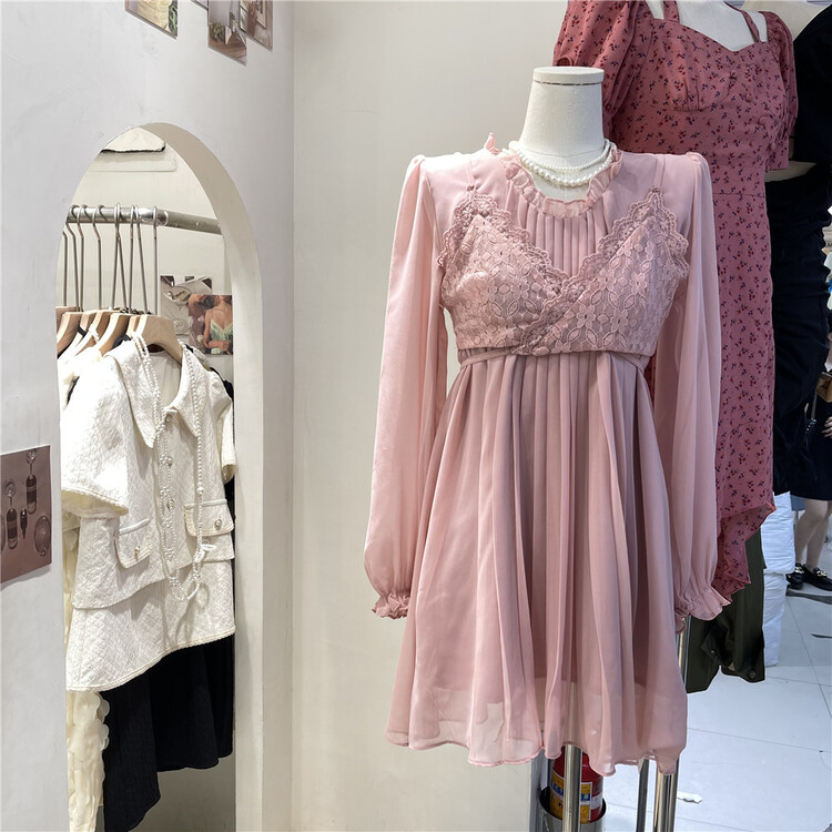 [NC edition/new color] sweet dress with ears and waist tucking (with suspenders) w9529# zxx
