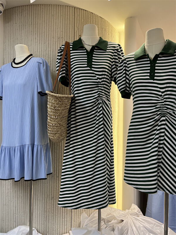 【HI CANDY】POLO領條紋淑女連衣裙  7518#  HYY