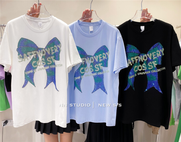 [NN] bow loose simple short sleeve T-shirt 9611\xyy
