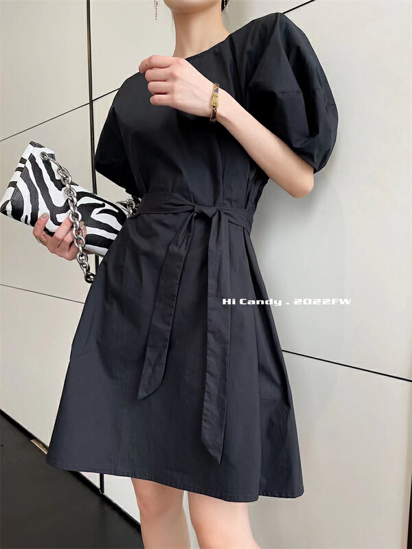【QIANGUGU】棉質淑女氣質連衣裙(配腰帶)  21032803#  HYY