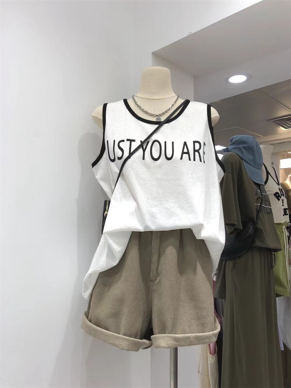 [Miss Jia] English printed contrast edge vest / sling 6692\xyy