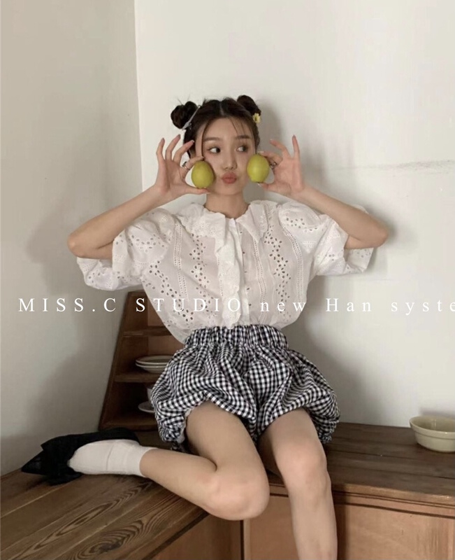 【MISS.C STUDIO】韓系娃娃領蕾絲邊小衫  2290#  ZXX