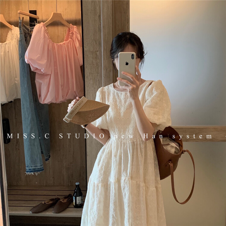 【MISS.C STUDIO】韓系圓領泡泡袖氣質連衣裙  8616#  ZXX