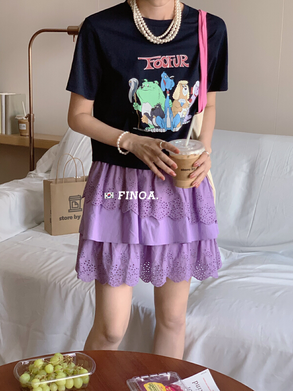 【FINOA】韓版百搭卡通印花短袖T恤1147