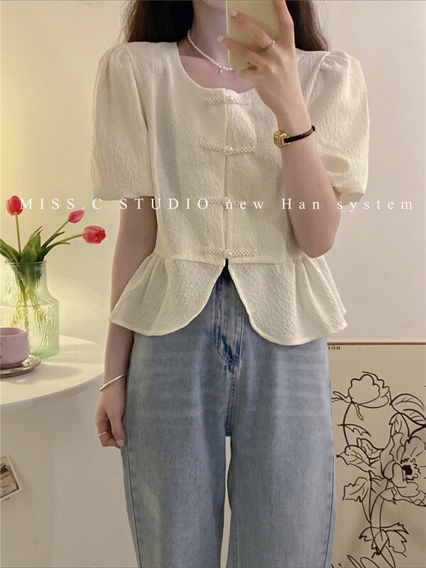 [miss.c studio] Korean jacquard buckle shirt 6012\zxx