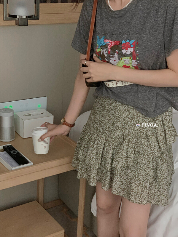 [finoa] fresh floral irregular lace skirt 10601