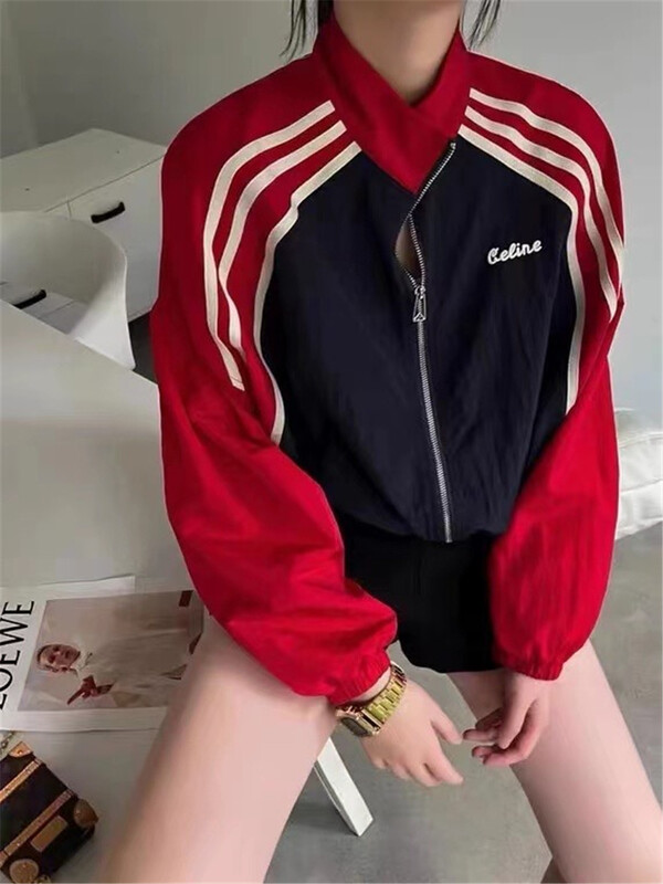 [miss sunflower] casual zipper color matching jacket 80556\ozq