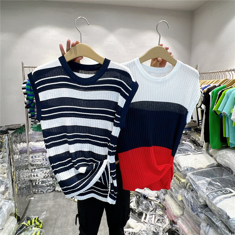 [s'seven] stripe loose fit T-shirt ys1-3018-1\xyj
