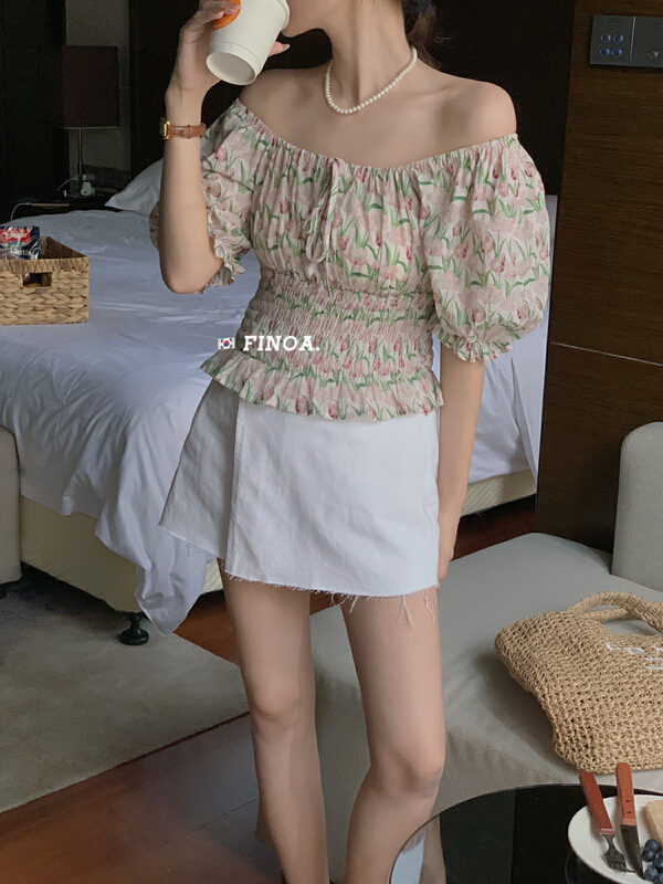 [finoa] Han Feng shows thin temperament, flowers wear two small shirts 10542