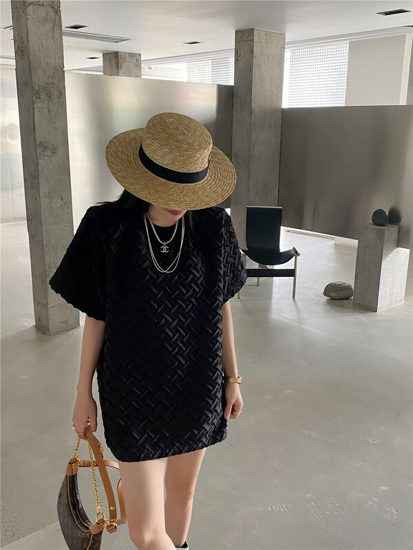 [miss sunflower] lady round neck loose solid dress 9047\ozq