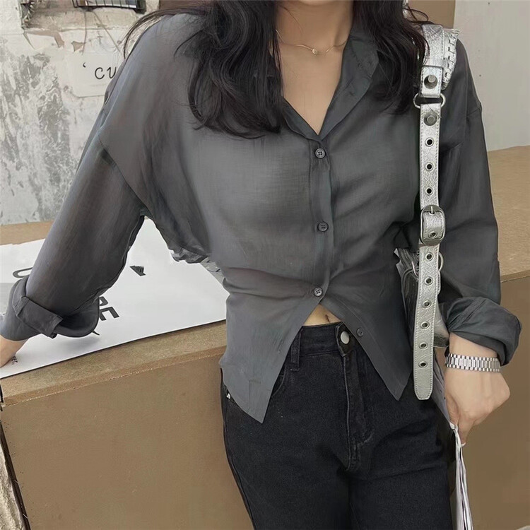 [semi plain] shirt loose back tie sunscreen shirt k155\zjy