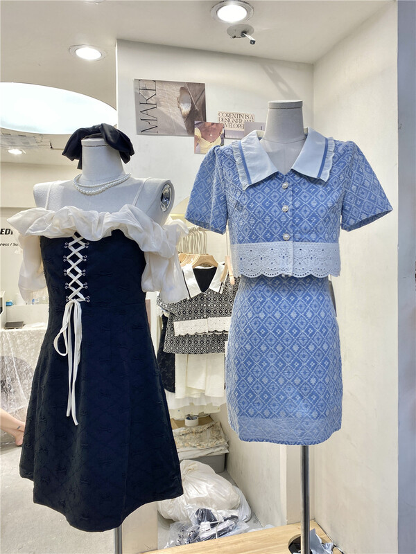 [NC edition/new color] baby collar lace edge short blouse + embroidered skirt set 9608\zxx