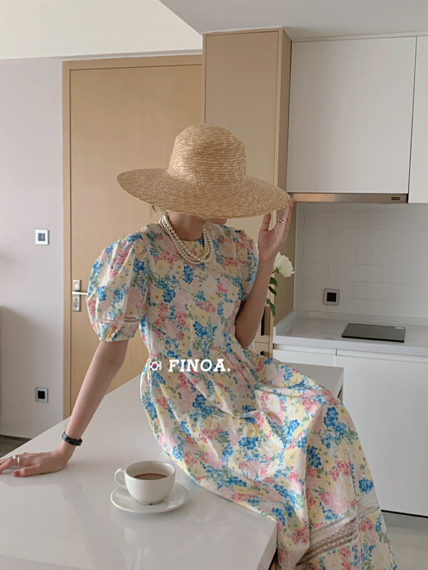 [finoa] floral versatile loose dress (olive) 1135\jhy
