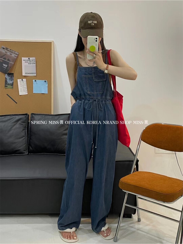[Miss Jia] high waist, slim and versatile suspender jeans Jumpsuit 905\xyy