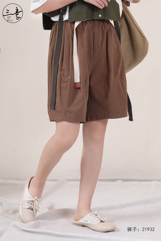 [original three element clothes] simple temperament literary loose casual shorts (with belt) 21932