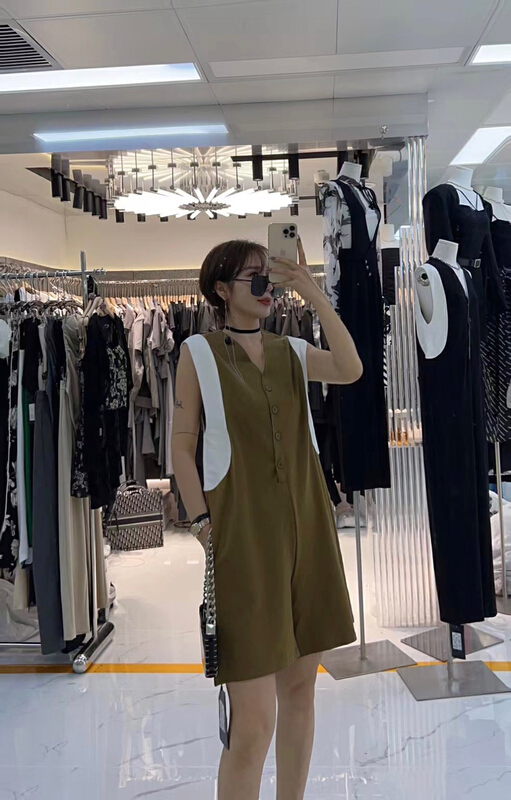 [semi plain] color blocking Pullover small design Jumpsuit s050\zjy