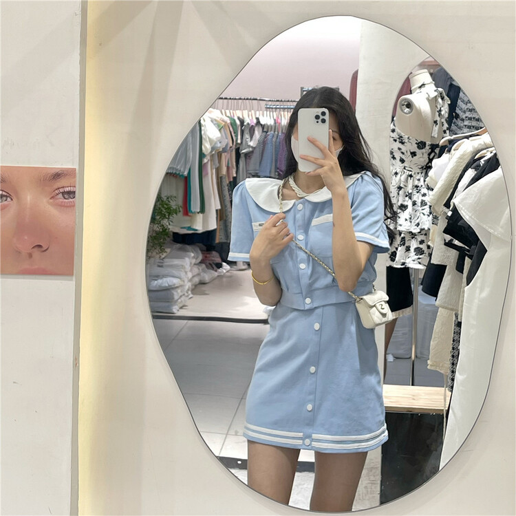 [NC edition/new color] Korean sweet baby collar shirt + aging skirt suit z2555 \zxx