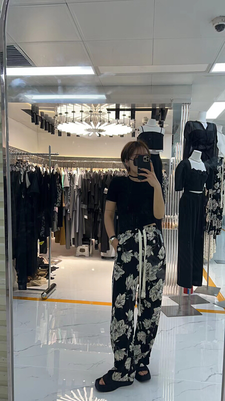 [semi plain] comfortable drawstring printed casual pants k138\zjy