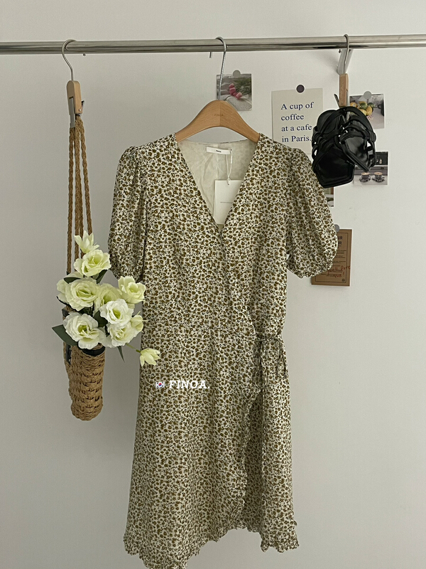 [finoa] fresh broken flower one piece bandage dress 10569
