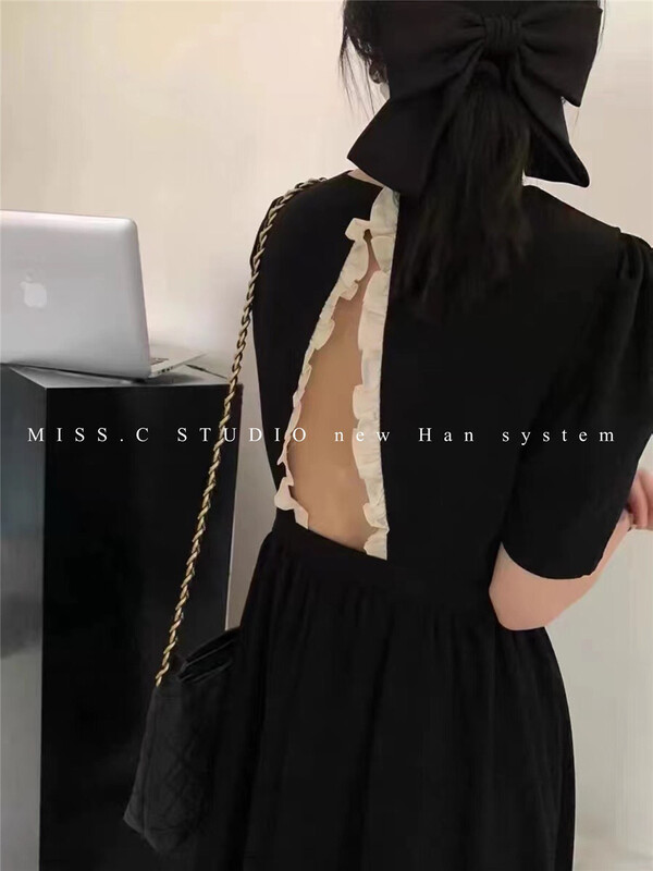 [miss.c studio] fashion simple back hollow out dress 1558\zxx
