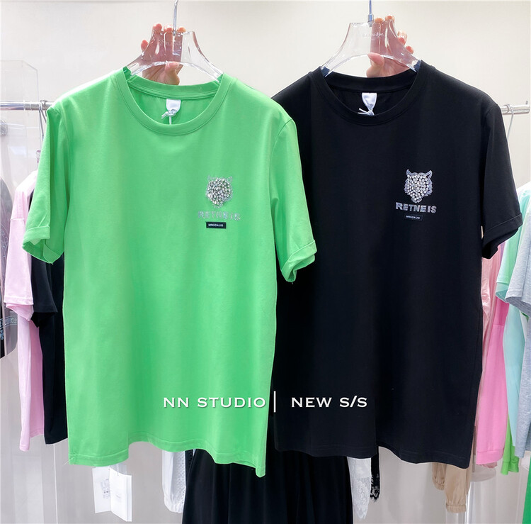 [NN] round neck versatile Nail Drill short sleeve T-shirt 9377\xyy