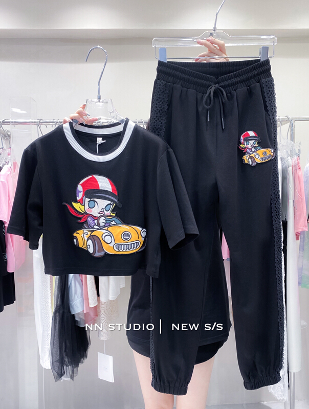 [NN] Korean funny thread collar cartoon short sleeve T-shirt 9703\xyy