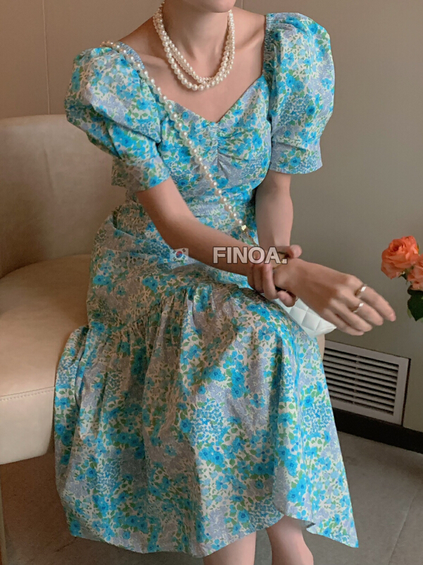 In early summer! [finoa] Korean version of casual and generous collar floral dress (dress only) 10432\cls