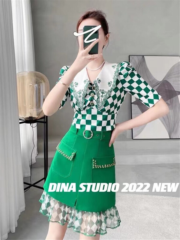 [d.ina] design breasted plaid shirt 11338\jj