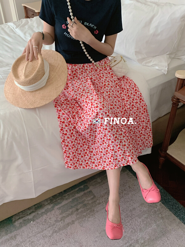 [finoa] Korean Fashion Style Floral elegant skirt 1129