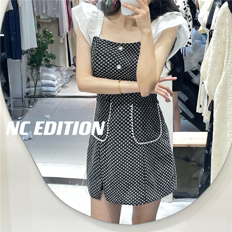 [NC edition/new color] small fragrance versatile square neck dress 9580# zxx