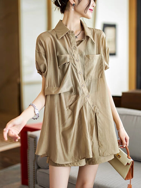 [ou zhengsha] niche design shirt + loose and slim casual pants set 18867\jj