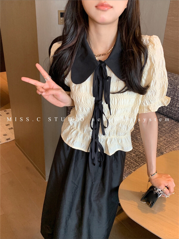 [miss.c studio] baby collar lace up aging shirt 7048\zxx