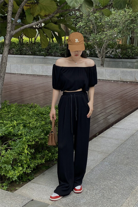 [miss sunflower] fashion one line collar shirt + slim casual pants set 3096\ozq