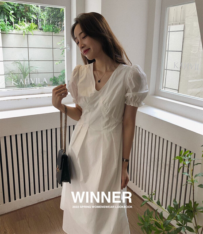 [winner] summer fresh and simple V-neck dress 9085\ll