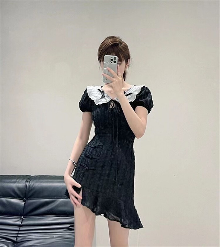 [NC edition/new color] lace crimping irregular split hot girl dress q9539\zxx