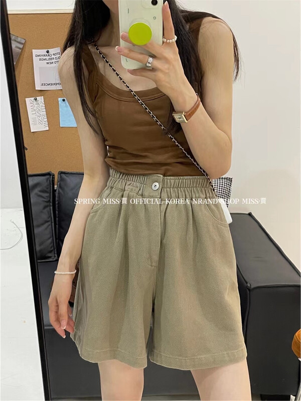 [Miss Jia] Elastic Waist Wide Leg versatile denim shorts (shorts sold separately) 904\xyy
