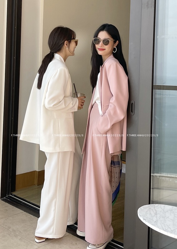 Original price 280.87! New year in early spring! [f.three] double breasted Korean suit + solid color comfortable casual pants set 95083\xj